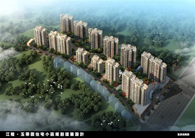 江陵·玉带园住宅小区规划建筑设计鸟瞰图